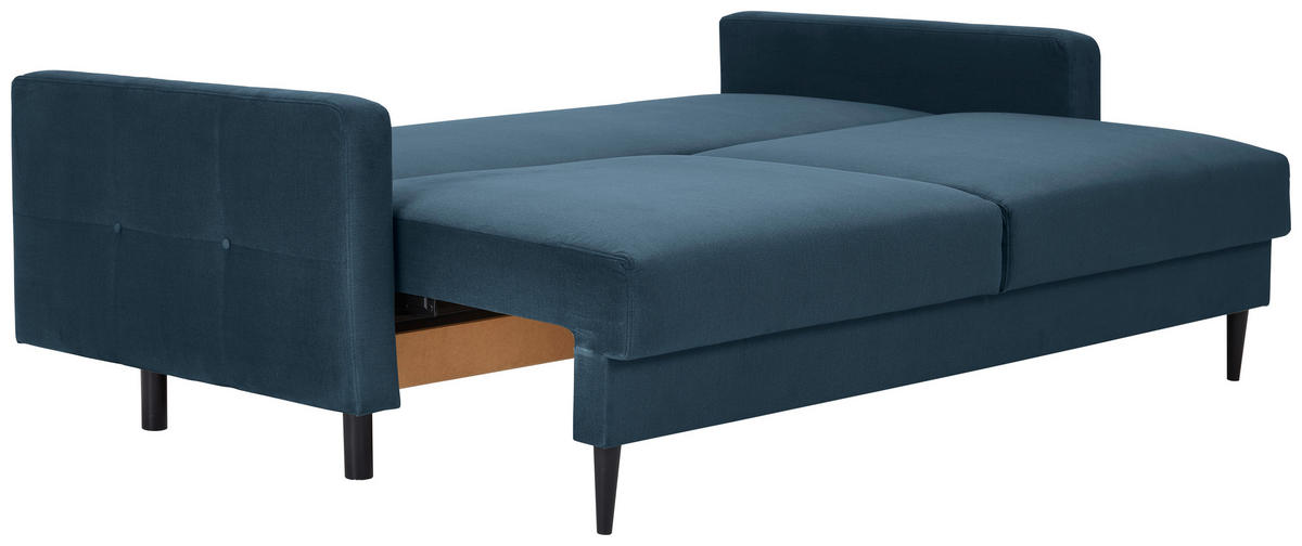 SCHLAFSOFA in Samt Blau  - Blau/Schwarz, Konventionell, Holz/Textil (220/95/98cm) - MID.YOU