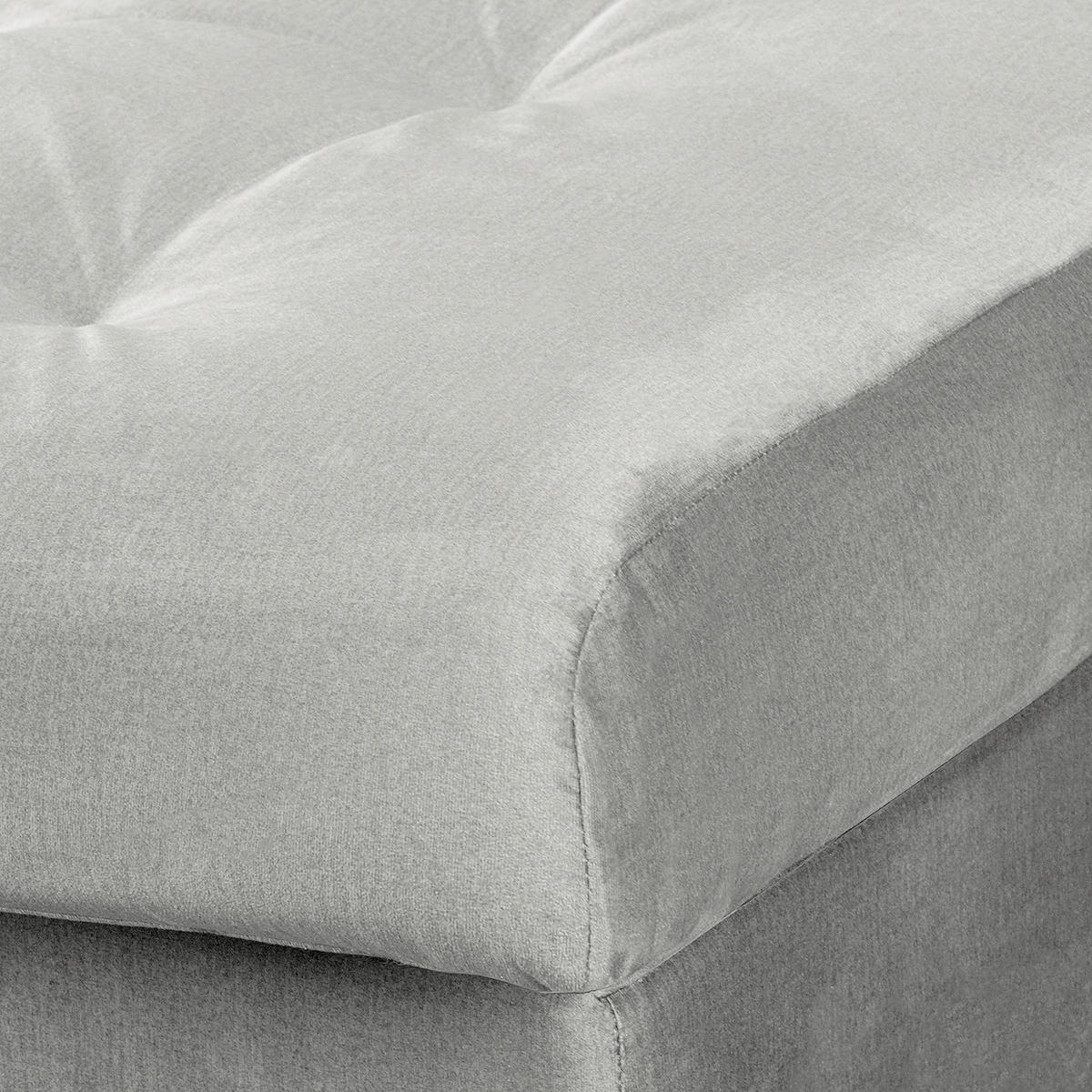 ECKSOFA Velours Hellgrau  - Hellgrau/Schwarz, Design, Kunststoff/Textil (284/243cm) - P & B