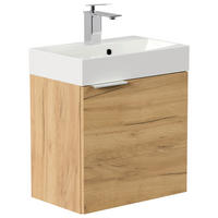 GÄSTEBAD 50 cm  - Eichefarben/Silberfarben, MODERN, Holzwerkstoff/Stein (50cm) - MID.YOU