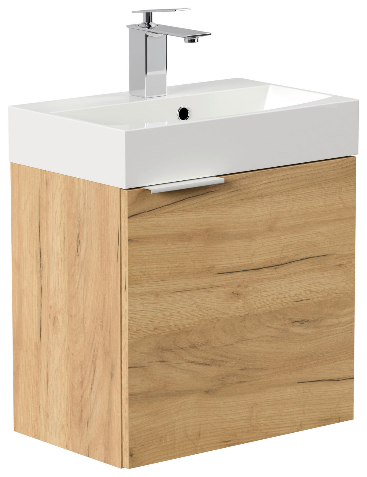 GÄSTEBAD 50 cm  - Eichefarben/Silberfarben, MODERN, Holzwerkstoff/Stein (50cm) - MID.YOU