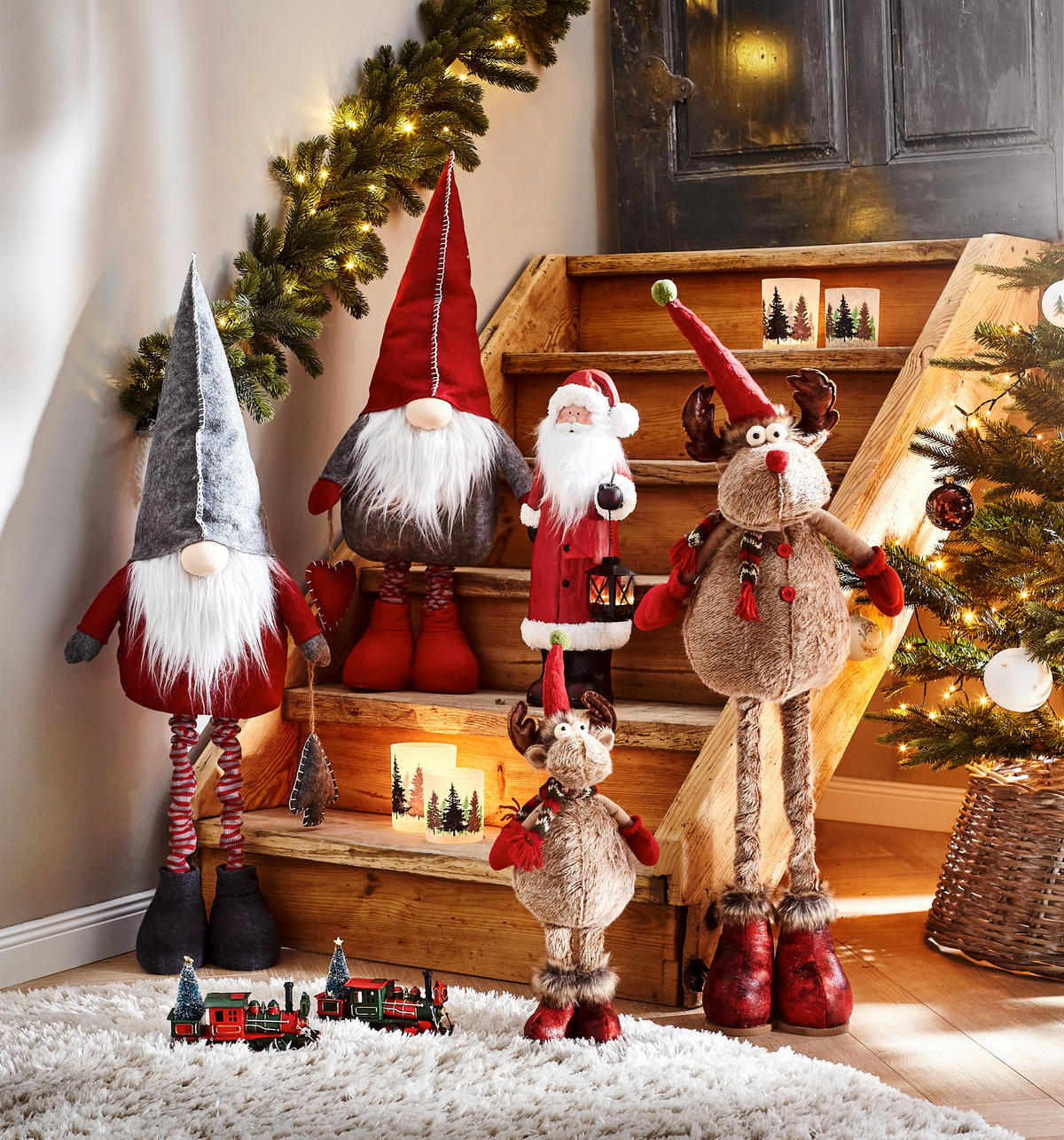 DEKOR TÜNDÉR - piros/szürke, Trend, kő/textil (32/130/17cm) - X-Mas