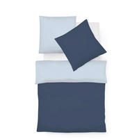 WENDEBETTWÄSCHE Provence Wende Leinenoptik 155/200 cm  - Dunkelgrau/Hellblau, Basics, Textil (155/200cm) - Fleuresse