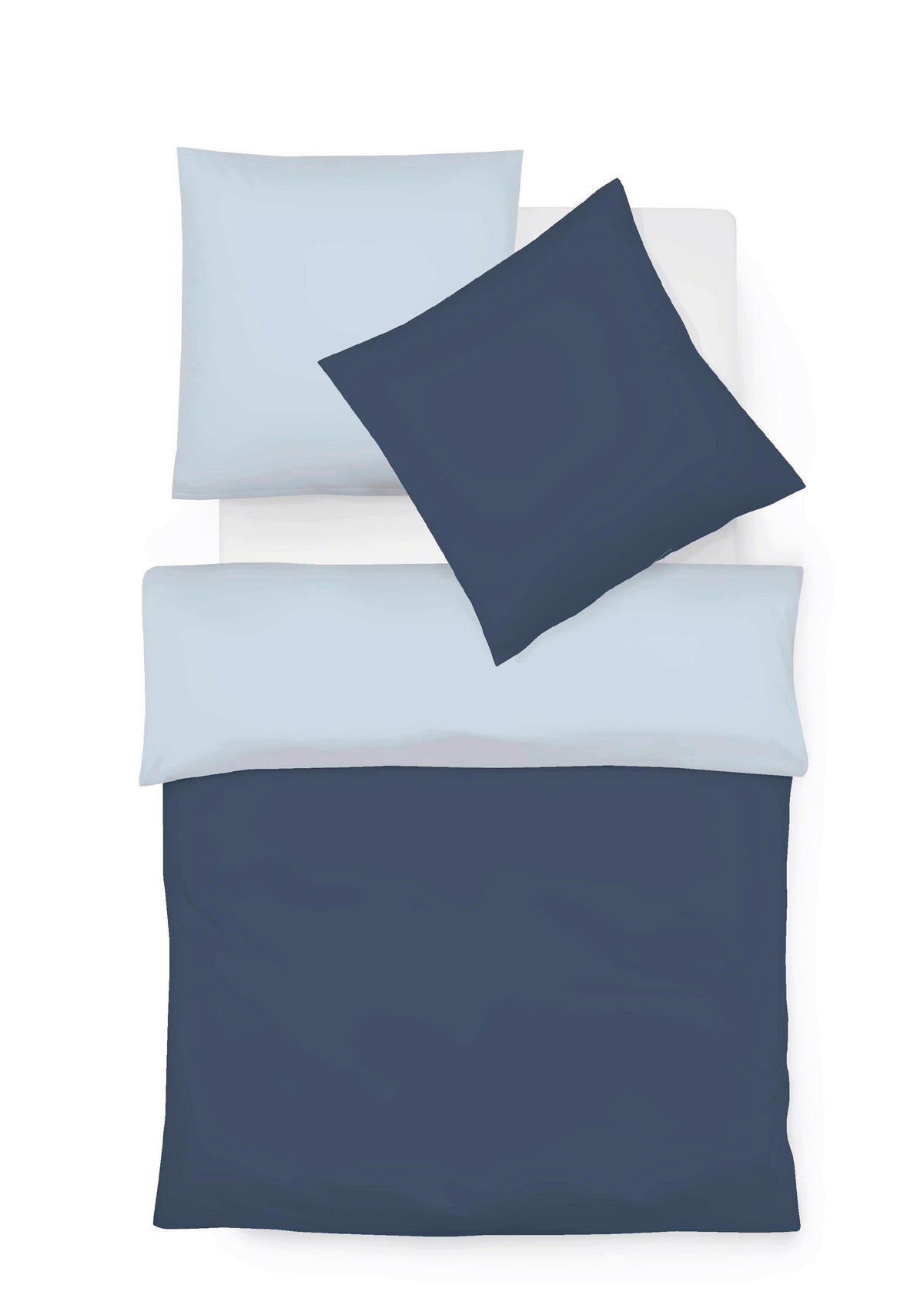 WENDEBETTWÄSCHE Provence Wende Leinenoptik 155/200 cm  - Dunkelgrau/Hellblau, Basics, Textil (155/200cm) - Fleuresse