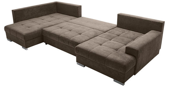 WOHNLANDSCHAFT in Velours Dunkelbraun  - Chromfarben/Dunkelbraun, KONVENTIONELL, Kunststoff/Textil (198/363/170cm) - Hom`in