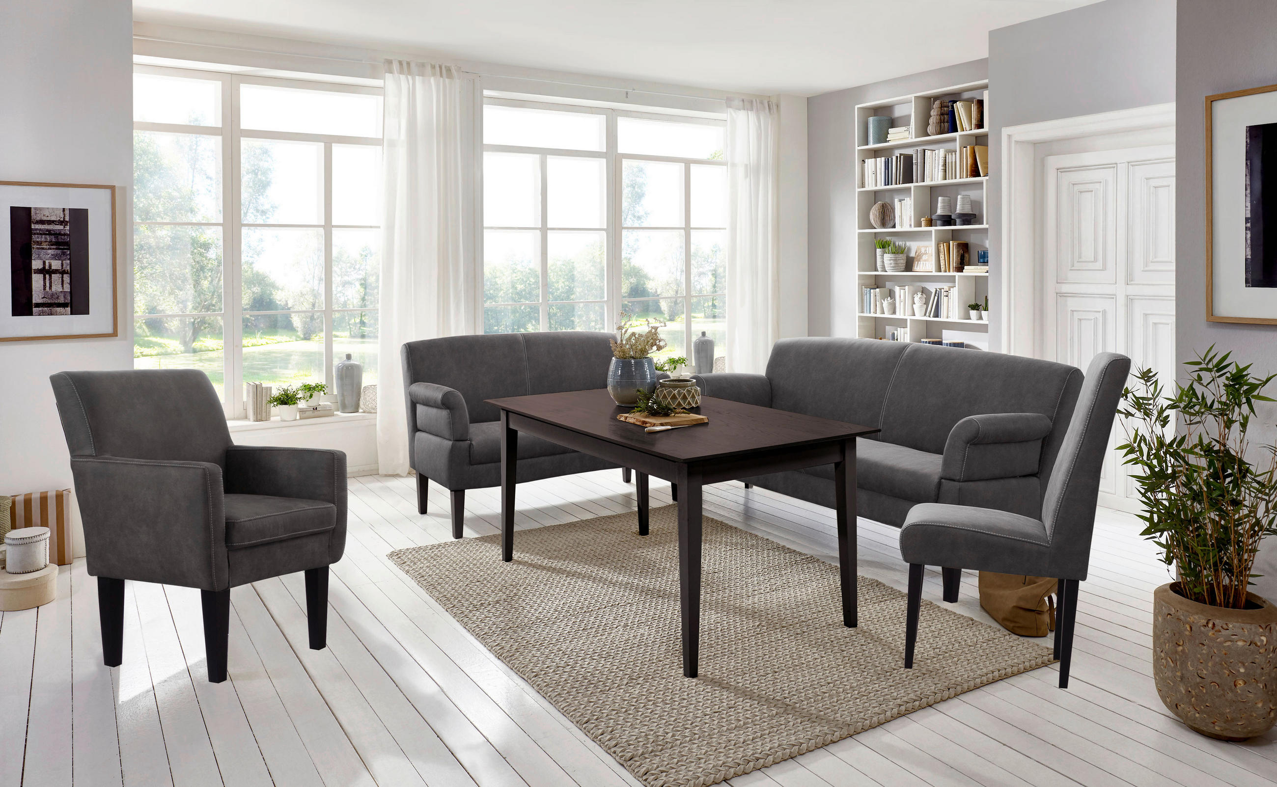 2-SITZER-SOFA Mikrofaser Anthrazit  - Anthrazit/Beige, KONVENTIONELL, Holz/Textil (152/97/78cm) - Sit & More