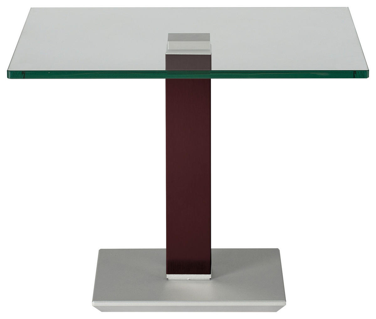 BEISTELLTISCH 60/60/46-65 cm Rot, Schwarz, Edelstahlfarben quadratisch  - Edelstahlfarben/Rot, Design, Glas/Kunststoff (60/60/46-65cm)