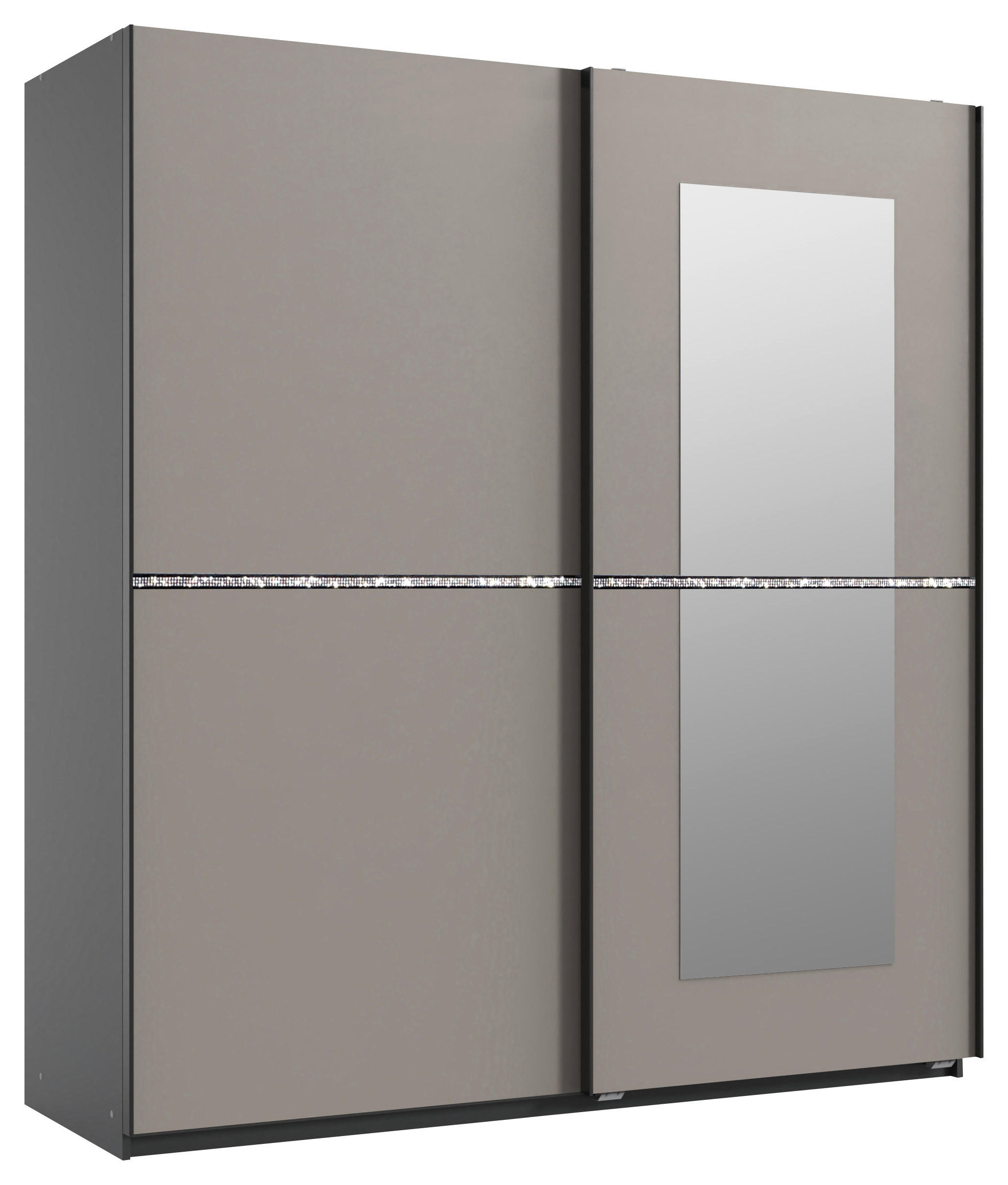 SCHWEBETÜRENSCHRANK 180/198/64 cm 2-türig Graphitfarben, Sahara  - Schwarz/Graphitfarben, MODERN, Glas/Holzwerkstoff (180/198/64cm) - MID.YOU