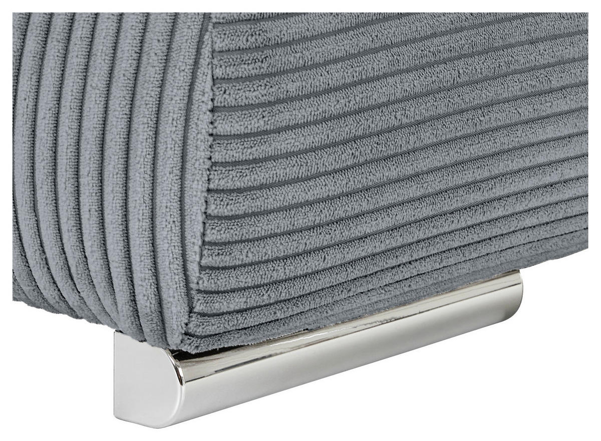 WOHNLANDSCHAFT Dunkelgrau Cord  - Chromfarben/Dunkelgrau, KONVENTIONELL, Kunststoff/Textil (180/376/180cm) - Carryhome