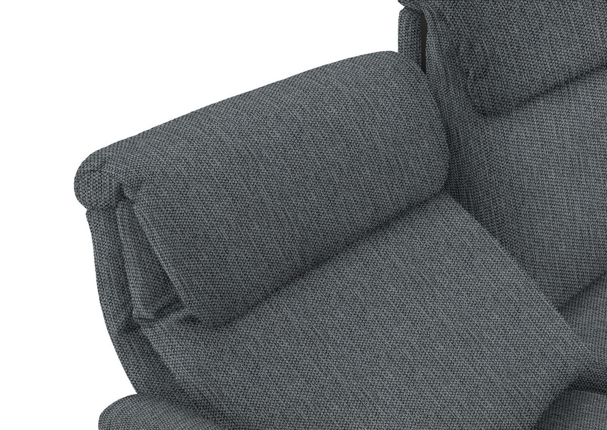 TRAPEZSOFA in Flachgewebe Anthrazit  - Anthrazit/Schwarz, Konventionell, Textil/Metall (219/107/97cm) - Pure Home Comfort