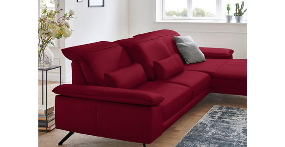 ECKSOFA Rivello in Echtleder Rot  328/193 cm  - Rot/Schwarz, Design, Leder/Metall (328/193cm) - Dieter Knoll