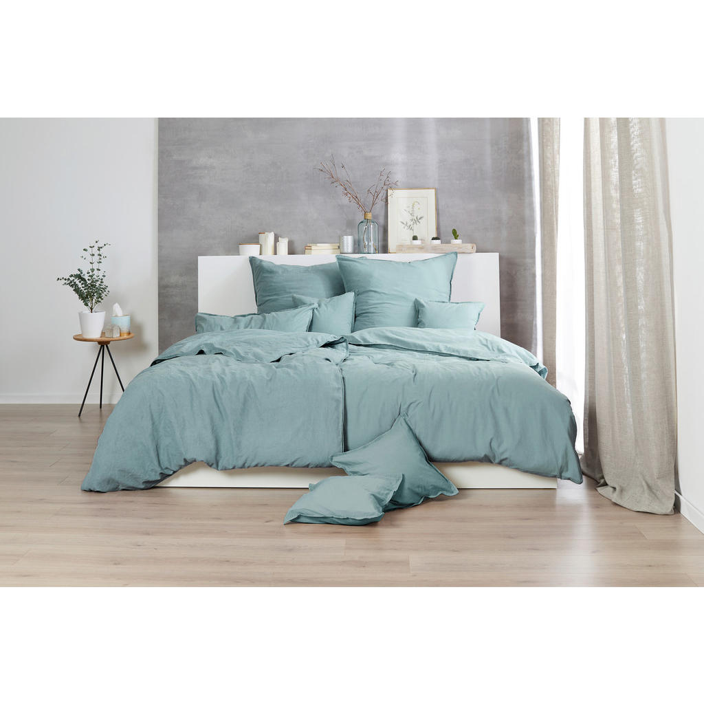 Thumbnail - Bettwäsche, Grün, Textil, Uni, 155x220 cm, Oeko-Tex® Standard 100, pflegeleicht, atmungsaktiv, Schlaftextilien, Bettwäsc...