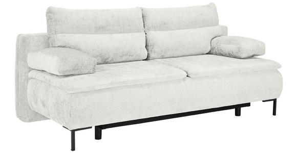 BOXSPRINGSOFA Webstoff Naturfarben Rückenkissen, Armlehnenkissen, Bettkasten, Schlaffunktion, Rücken echt  - Schwarz/Naturfarben, Design, Textil/Metall (202/93/100cm) - Novel