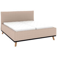 POLSTERBETT 160/200 cm,  in Taupe, Matratze, Lattenrost, Bettkasten, H3 + H3 = fest  - Taupe/Eichefarben, Design, Holz/Textil (160/200cm) - Musterring