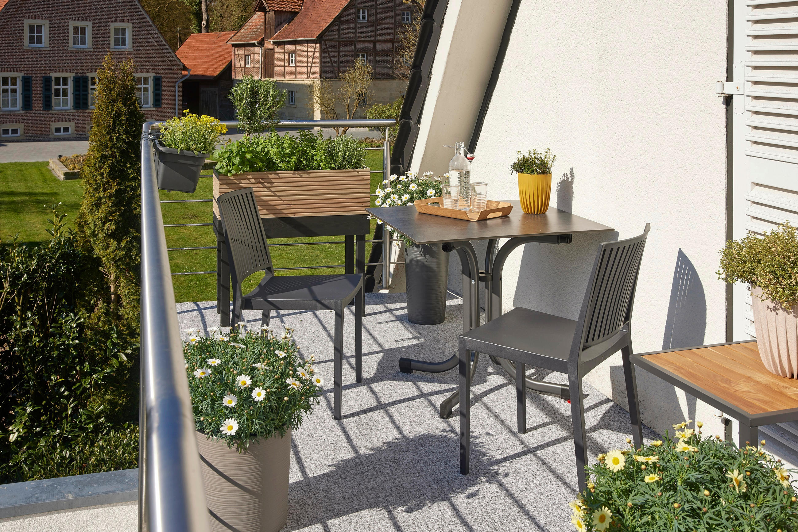 GARTENSESSEL-SET Kunststoff Anthrazit  - Anthrazit, Basics, Kunststoff (46/80/56cm) - Siena Garden