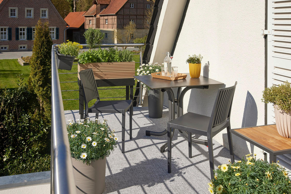 GARTENGARNITUR 3-teilig Stahl  - Anthrazit, Basics, Kunststoff/Metall (70/80/70cm) - Siena Garden