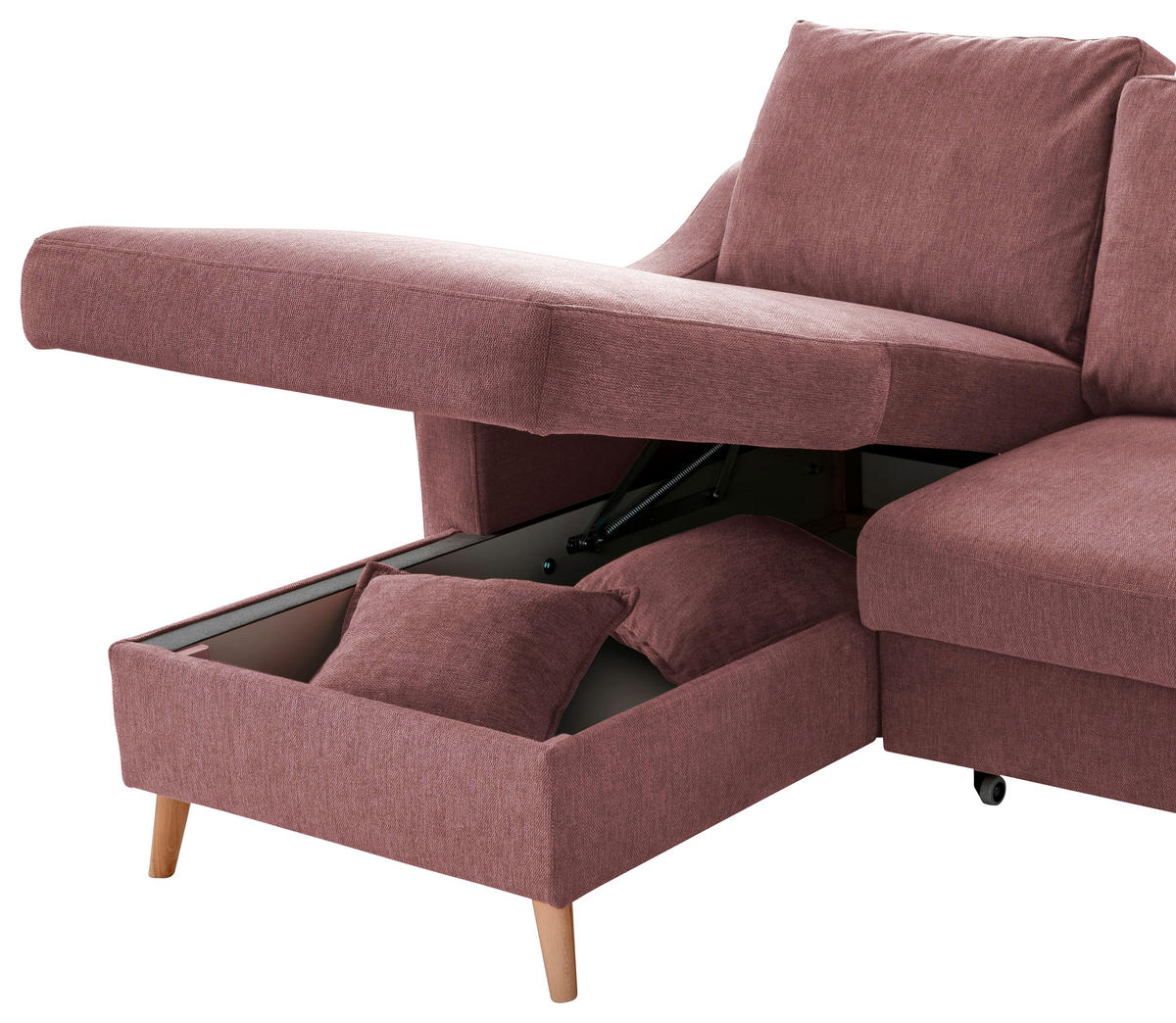 ECKSOFA in Struktur Rosa  - Naturfarben/Rosa, Konventionell, Holz/Textil (150/228cm) - P & B