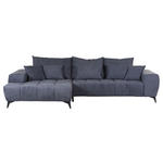 ECKSOFA in Flachgewebe Dunkelgrau  205/300 cm  - Dunkelgrau/Schwarz, KONVENTIONELL, Textil/Metall (205/300cm) - Carryhome