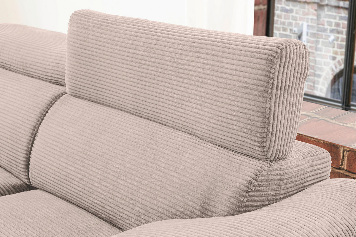 ECKSOFA in Cord Taupe  - Taupe/Schwarz, Design, Holz/Textil (174/270cm) - Pure Home Lifestyle