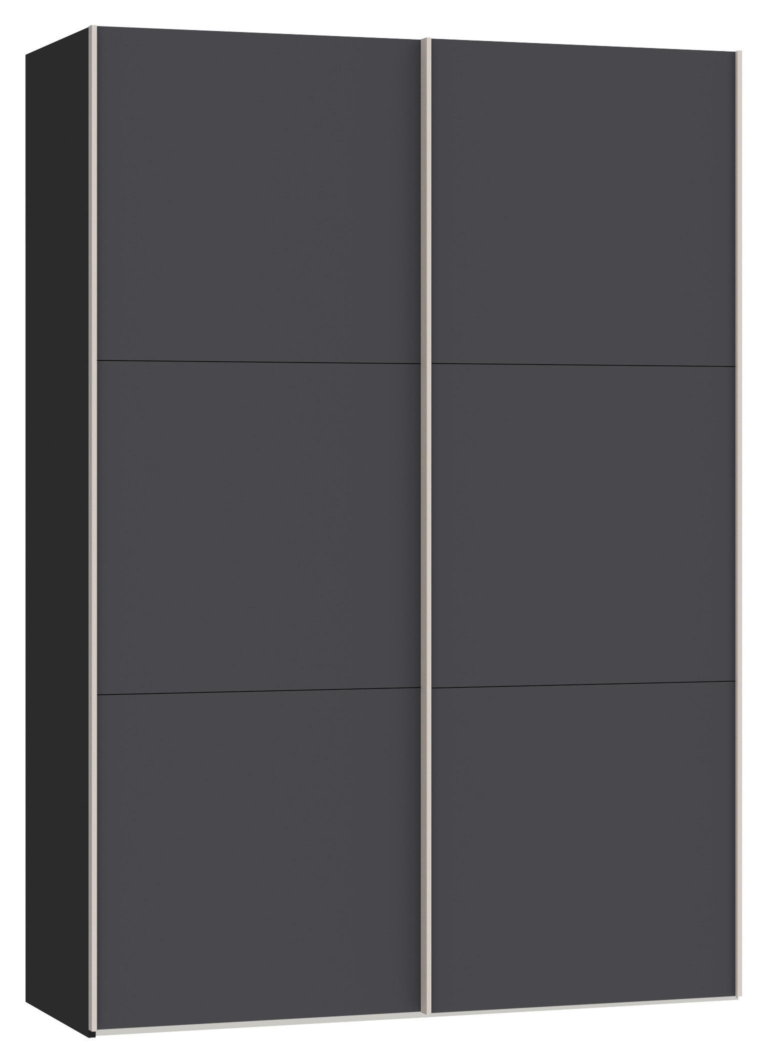 SCHWEBETÜRENSCHRANK 152/215/65 cm 2-türig Anthrazit, Schwarz - Edelstahlfarben/Anthrazit, Design, Holzwerkstoff (152/215/65cm) - Boxxx
