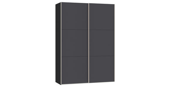 SCHWEBETÜRENSCHRANK  in Anthrazit, Schwarz  - Edelstahlfarben/Anthrazit, Design, Holzwerkstoff (152/215/65cm) - Carryhome