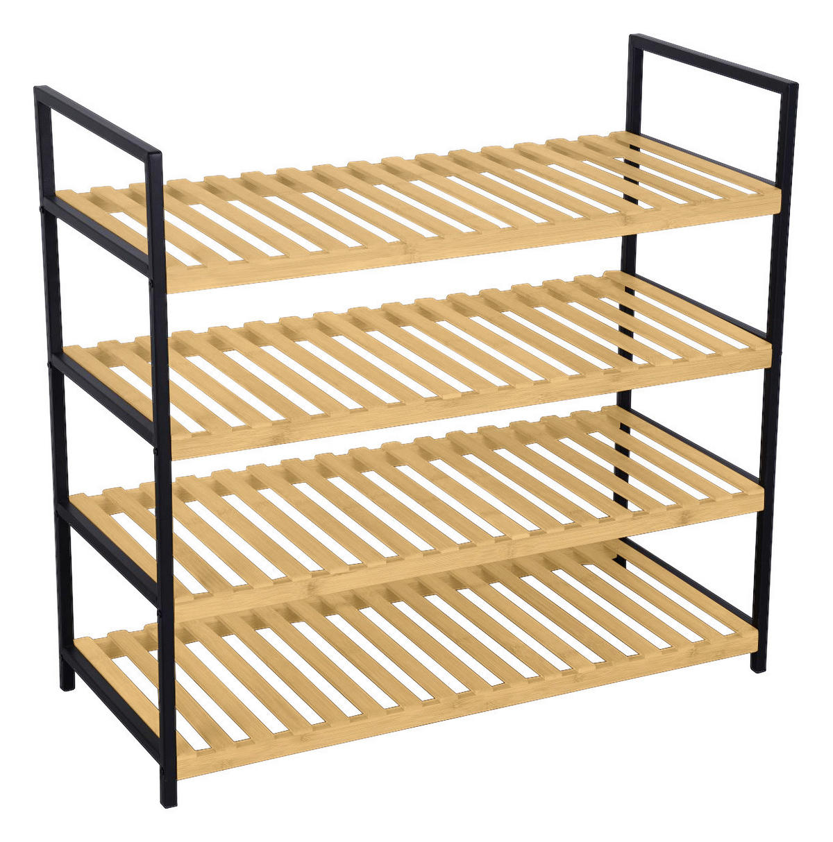 SCHUHREGAL Naturfarben, Schwarz  - Schwarz/Naturfarben, Basics, Naturmaterialien/Metall (70/64,5/30cm) - Carryhome