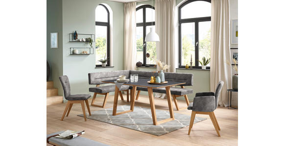 ECKBANK 155/195 cm  in Grau  - Eichefarben/Grau, KONVENTIONELL, Holz/Textil (155/195cm) - Dieter Knoll