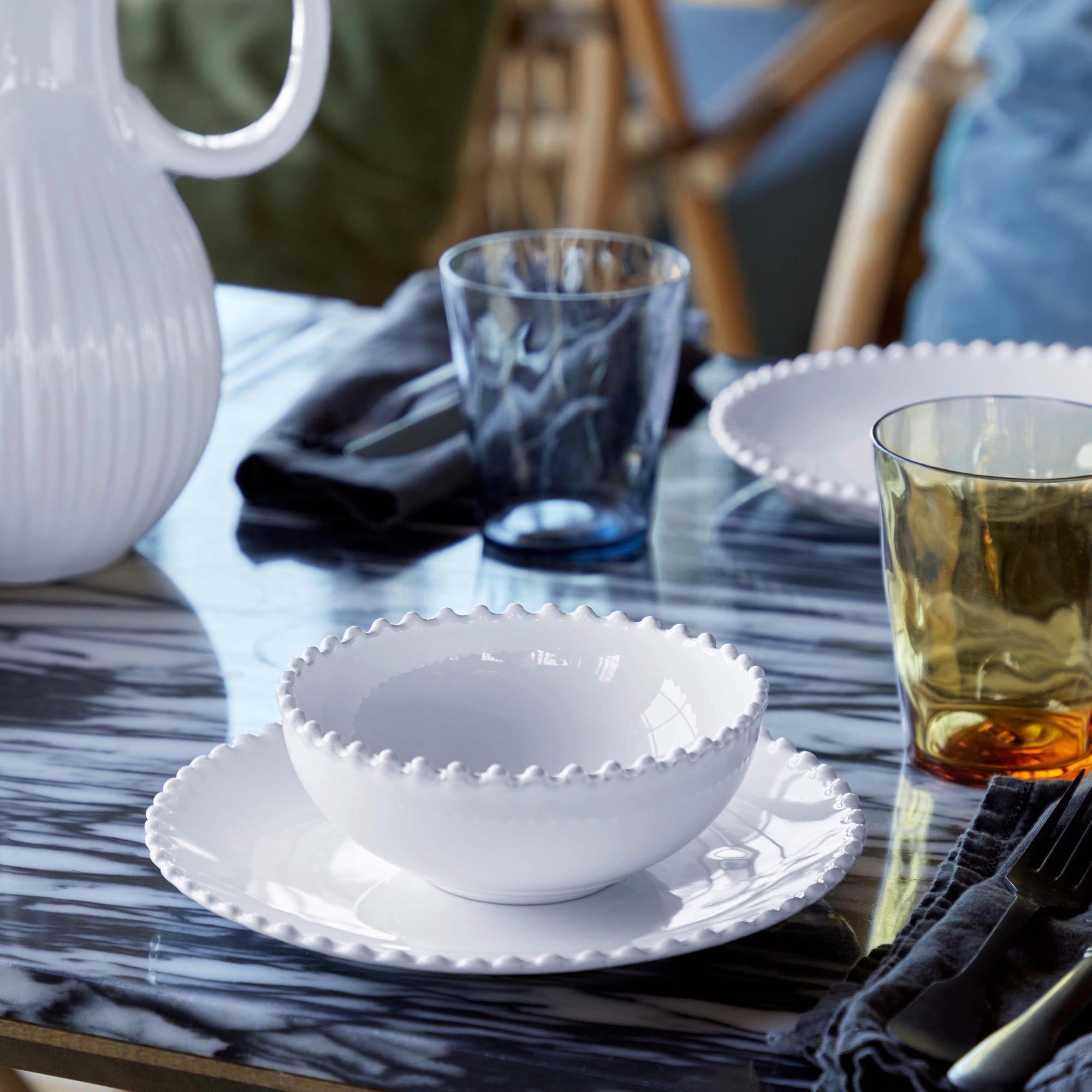 KOMBISERVICE Weiß Hochglanz PEARL 12-teilig 4 Personen  - Weiß Hochglanz, Basics, Keramik - Costa Nova