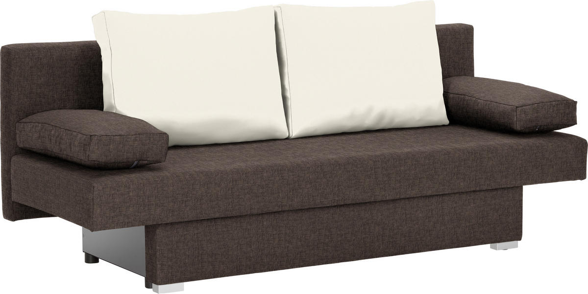 ROZKLÁDACÍ POHOVKA, textil, hnědá, přírodní barvy - přírodní barvy/barvy hliníku, Basics, textil/plast (190/74-86/80cm) - Carryhome