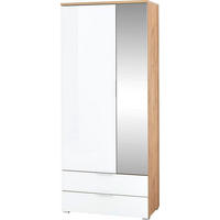 GARDEROBENSCHRANK  in 84/196/40 cm  - Weiss/Eichefarben, Konventionell, Glas/Holzwerkstoff (84/196/40cm)
