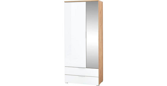 GARDEROBENSCHRANK 84/196/40 cm  - Eichefarben/Alufarben, KONVENTIONELL, Glas/Holzwerkstoff (84/196/40cm) - Xora