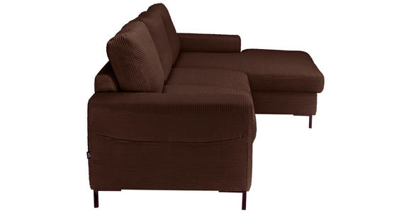 ECKSOFA Dunkelbraun Cord  - Dunkelbraun/Schwarz, KONVENTIONELL, Textil/Metall (240/150cm) - Carryhome
