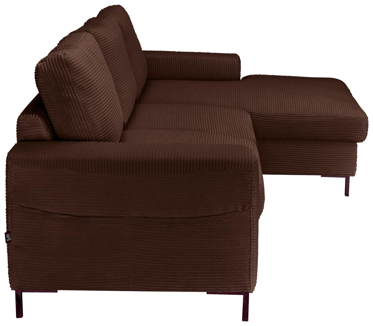 ECKSOFA Dunkelbraun Cord  - Dunkelbraun/Schwarz, KONVENTIONELL, Textil/Metall (240/150cm) - Carryhome