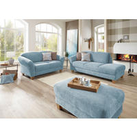 RÉCAMIERE Hellblau Flachgewebe  - Naturfarben/Hellblau, KONVENTIONELL, Holz/Textil (194/84/91cm) - Sit & More