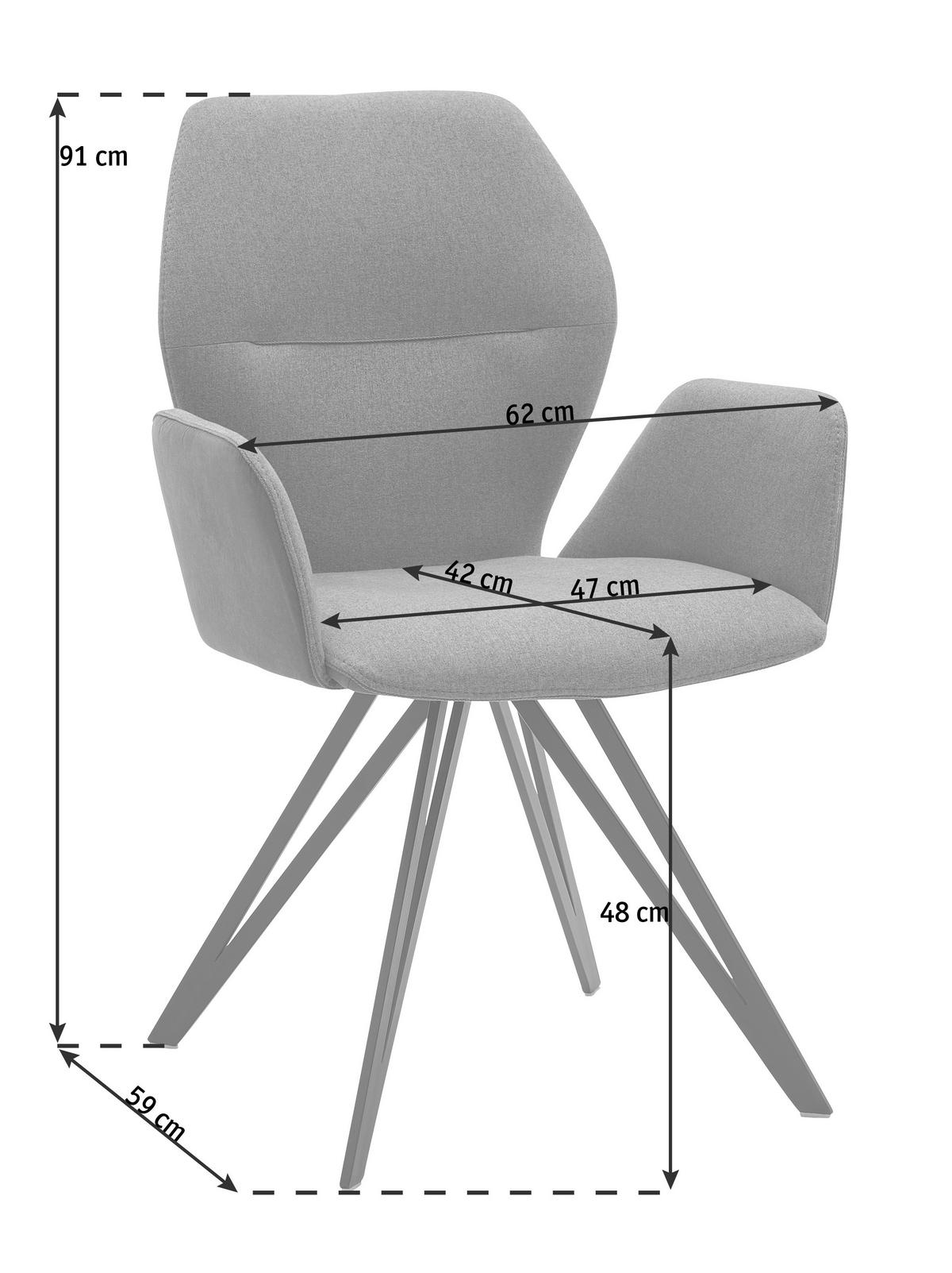 ARMLEHNSTUHL  in Webstoff, Mikrofaser  - Anthrazit/Silberfarben, Design, Textil/Metall (62/91/59cm) - Valnatura