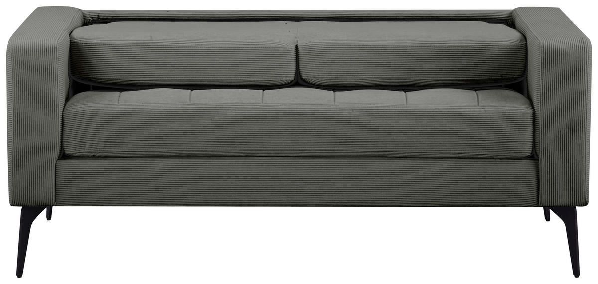 2-SITZER-SOFA Feincord Grau  - Schwarz/Grau, MODERN, Textil/Metall (142/82/76cm) - MID.YOU