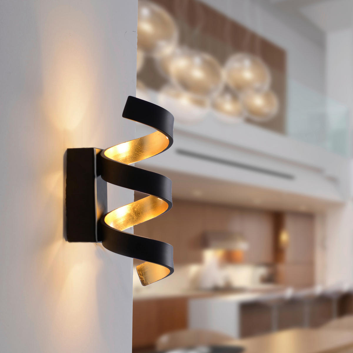 LED-WANDLEUCHTE Helix   - Goldfarben/Schwarz, Basics, Metall (26/10/13,5cm)