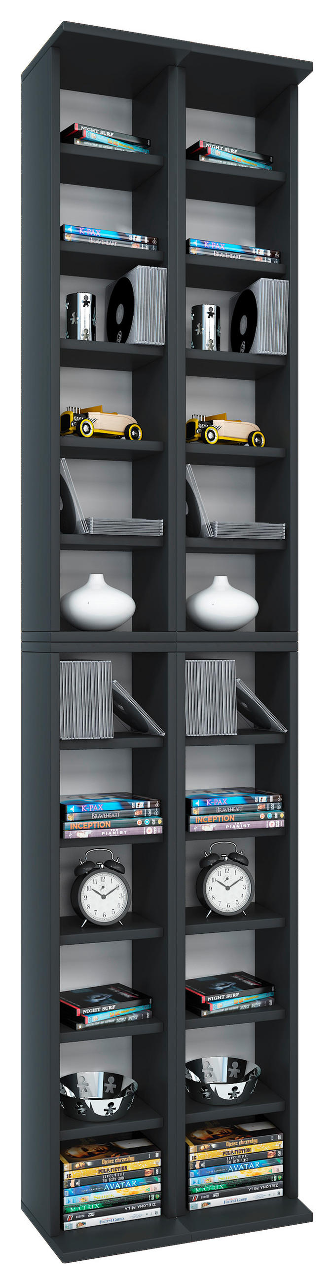 CD-REGAL - Schwarz, KONVENTIONELL, Holzwerkstoff (42/183/20cm) - MID.YOU