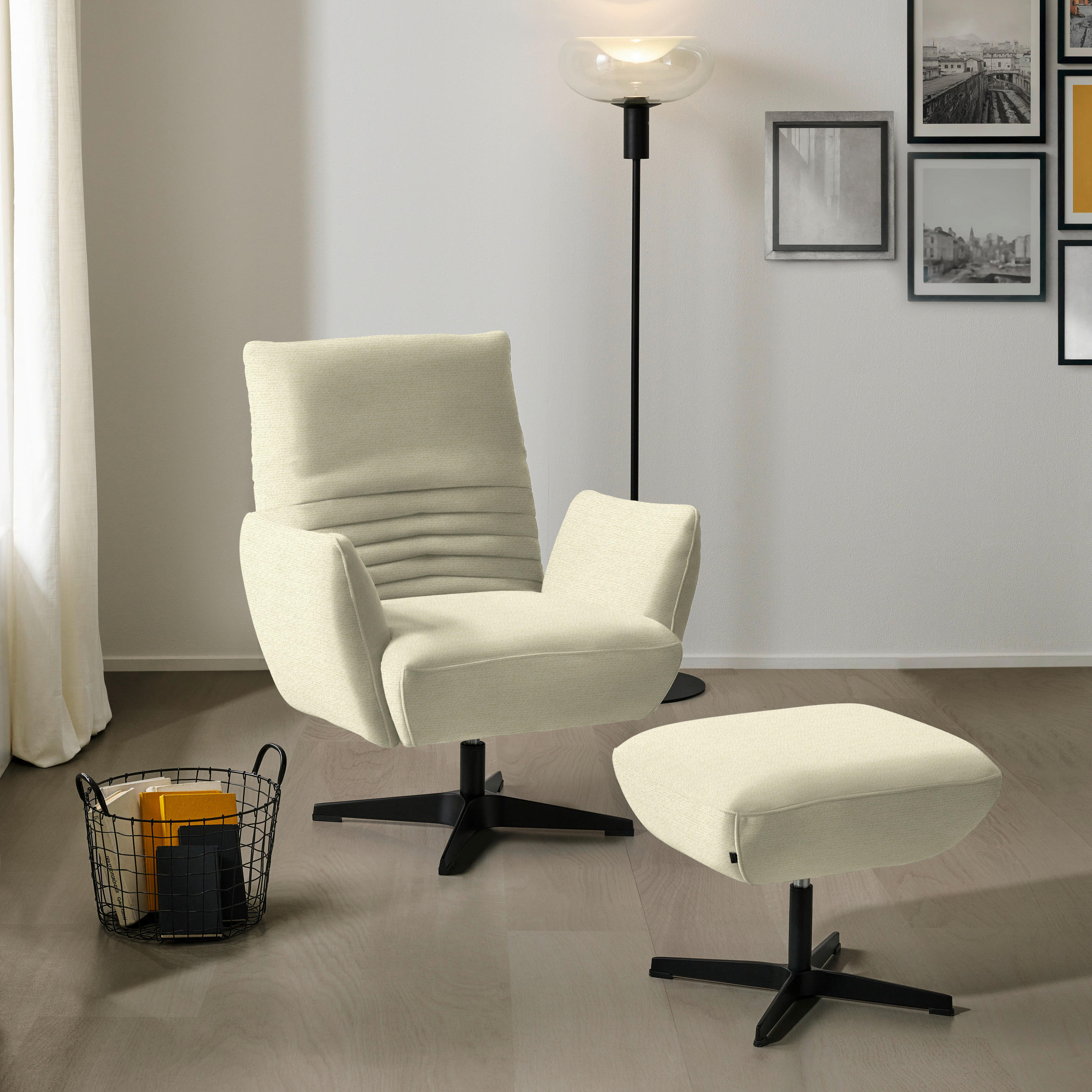 SESSEL in Chenille Creme  - Creme/Schwarz, Design, Textil/Metall (60/94/86cm) - Dieter Knoll