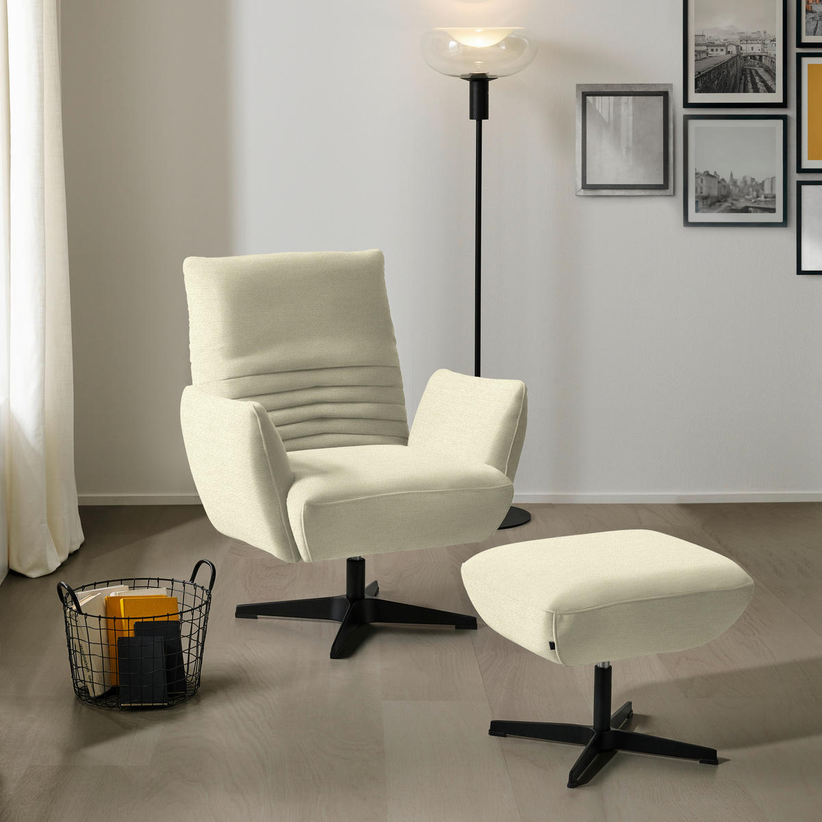 SESSEL in Chenille Creme  - Creme/Schwarz, Design, Textil/Metall (60/94/86cm) - Dieter Knoll