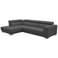 ECKSOFA in Mikrofaser Grau  207/301 cm  - Chromfarben/Grau, Design, Textil/Metall (207/301cm) - Xora