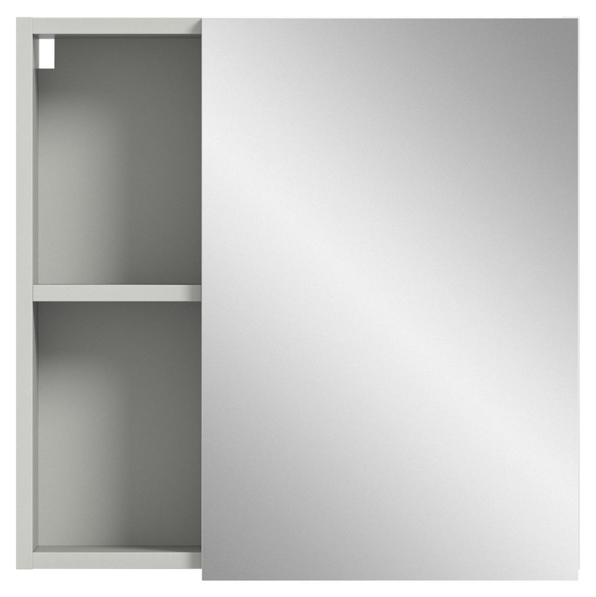 ZRCADLOVÁ SKŘÍŇKA, šedá, 55/55/17 cm - šedá, Moderní, kompozitní dřevo/sklo (55/55/17cm) - MID.YOU