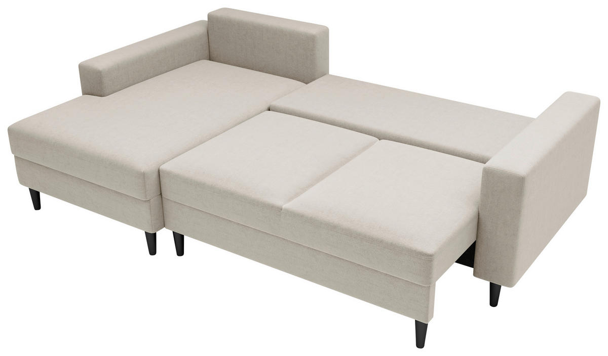 ECKSOFA in Struktur Beige  - Beige/Schwarz, Modern, Holz/Kunststoff (145/230cm) - MID.YOU