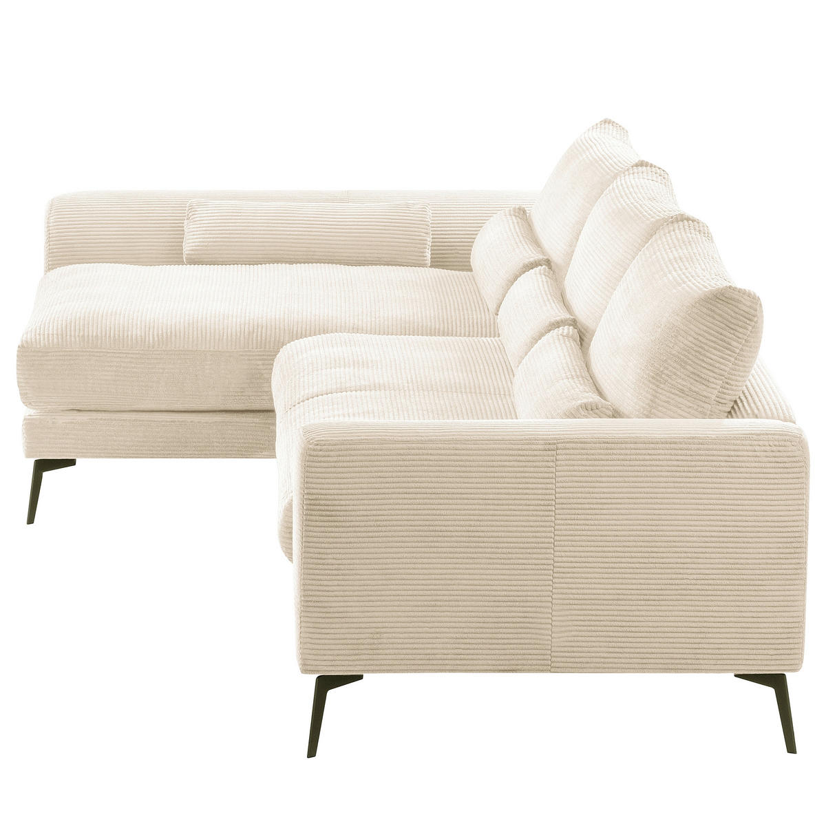 ECKSOFA  in Cord Creme Nierenkissen, Rückenkissen  172/313 cm  - Creme/Schwarz, Design, Textil/Metall (172/313cm) - P & B