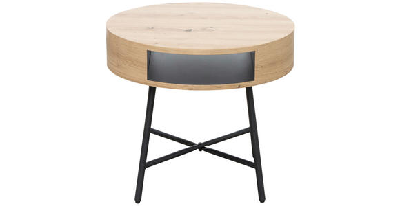 BEISTELLTISCH in Metall, Holzwerkstoff 55/55/50 cm  - Eichefarben/Schwarz, Design, Holzwerkstoff/Metall (55/55/50cm) - Carryhome