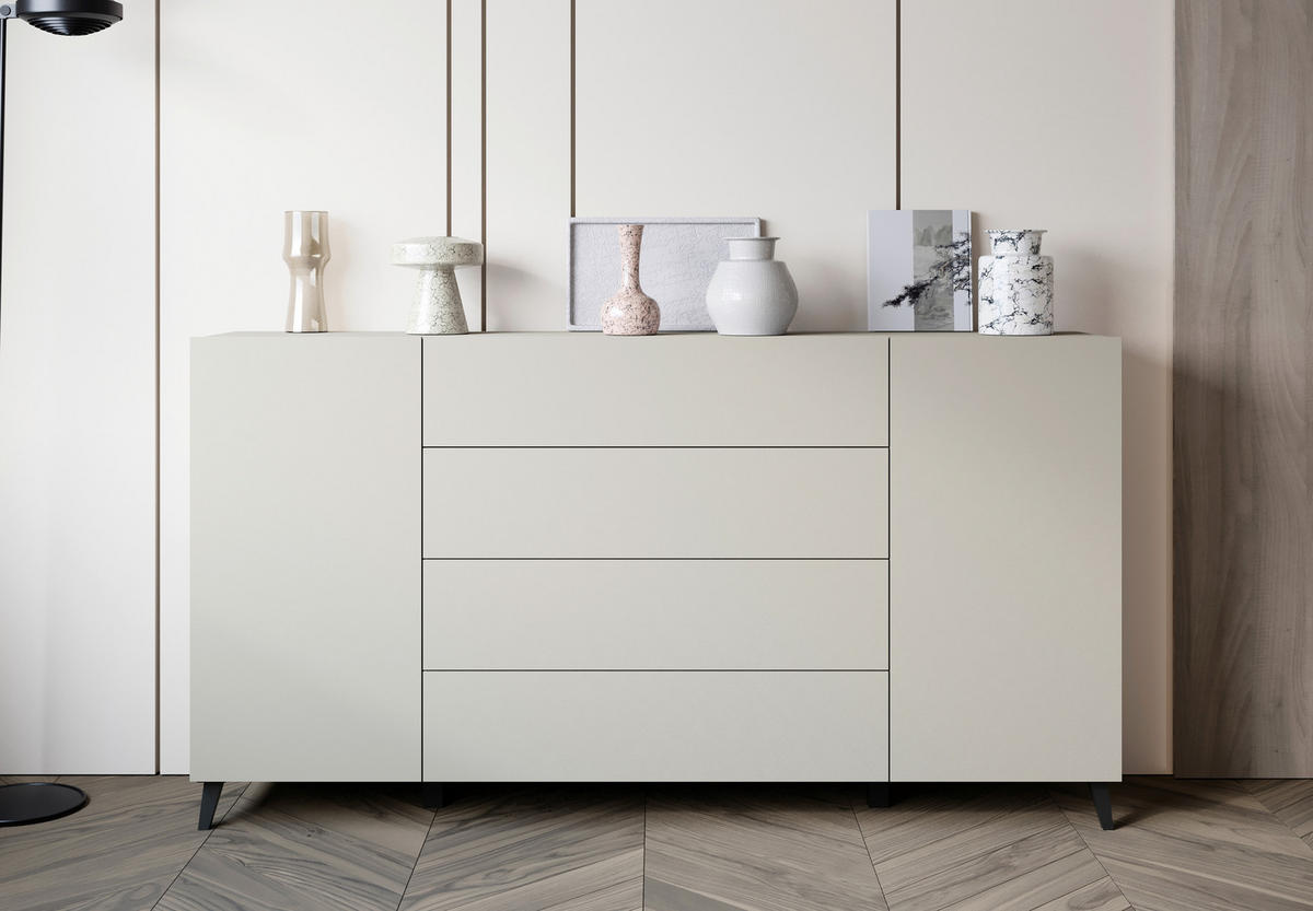 SIDEBOARD  180/95,4/39 cm 4 Schublade(n)  - Kaschmir/Schwarz, Design, Holzwerkstoff/Kunststoff (180/95,4/39cm) - P & B