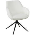 ARMLEHNSTUHL  in Eisen Leinenoptik  - Creme/Schwarz, Design, Textil/Metall (64/84/61cm) - Novel