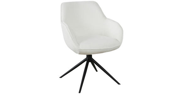 ARMLEHNSTUHL in Eisen Leinenoptik - Creme/Schwarz, Design, Textil/Metall (64/84/61cm) - Novel