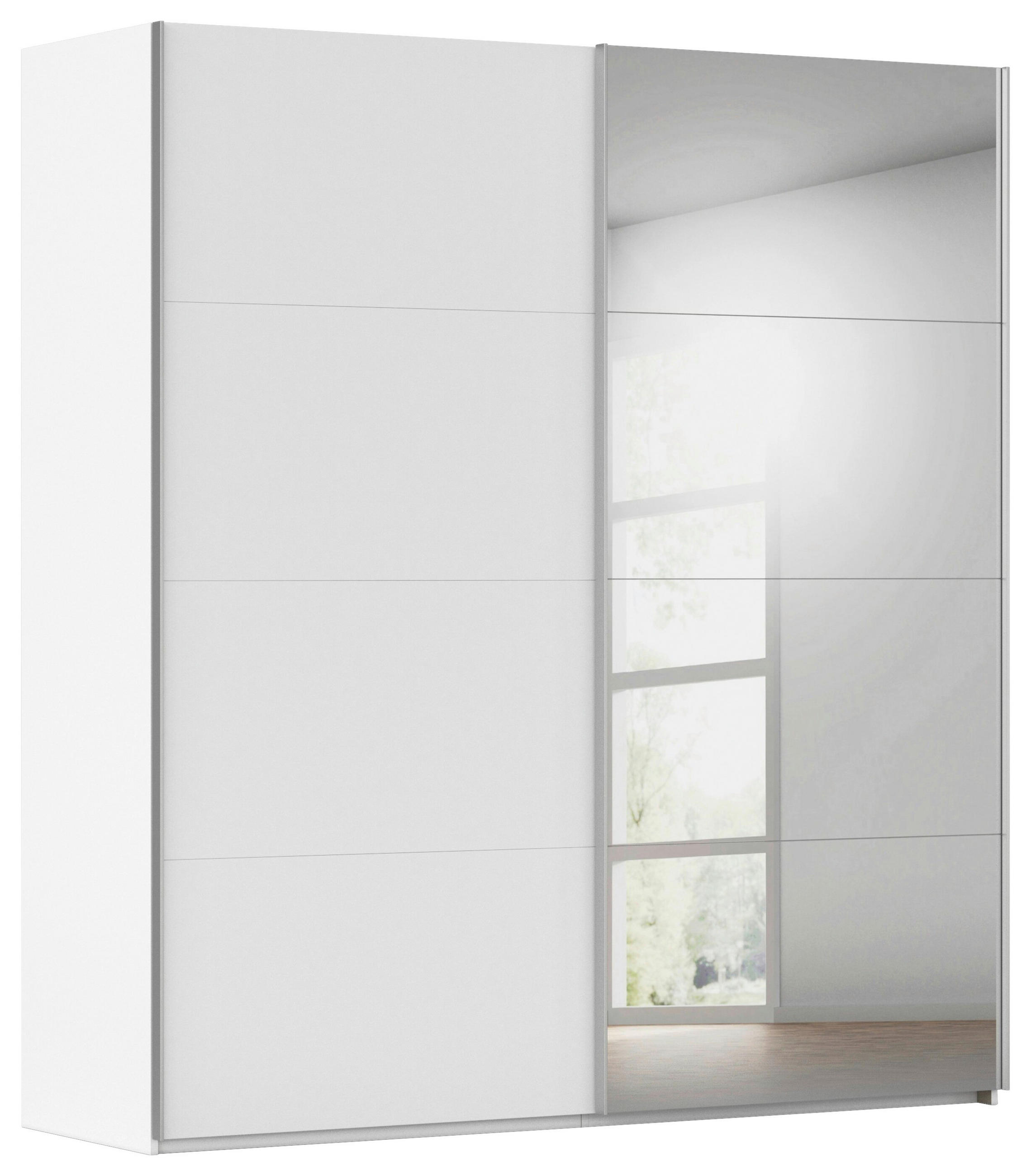 SCHWEBETÜRENSCHRANK 201/236/68 cm 2-türig Weiß  - Alufarben/Weiß, Basics, Glas/Holzwerkstoff (201/236/68cm) - Novel
