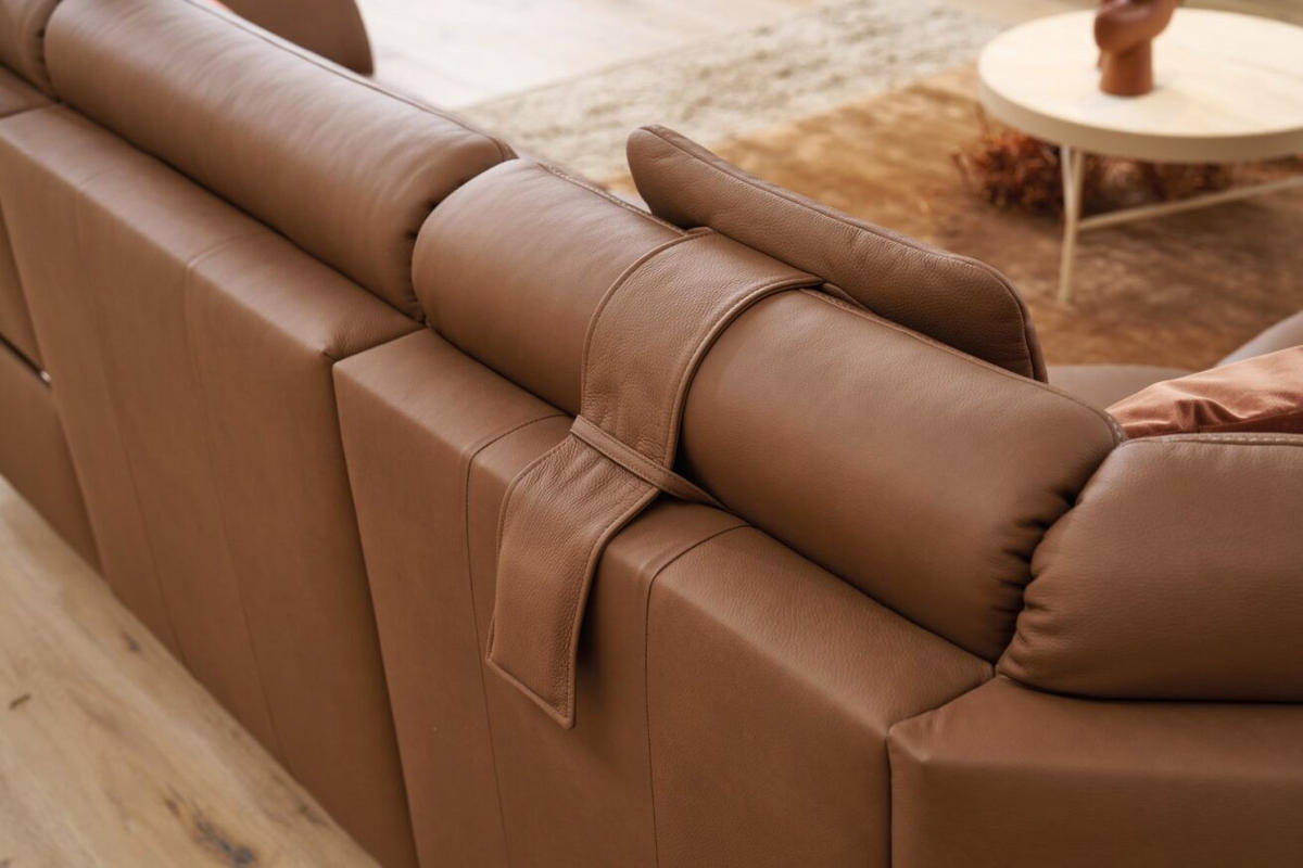 SAROKKANAPÉ bőr barna  - barna/antracit, Design, bőr/fém (249/278cm) - Himolla