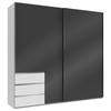 SCHWEBETÜRENSCHRANK 250/236/65 cm 2-türig Grau, Weiß  - Chromfarben/Weiß, MODERN, Holzwerkstoff (250/236/65cm) - MID.YOU